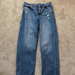 American Eagle Dark Blue Super High-Rise Baggy Straight Jeans